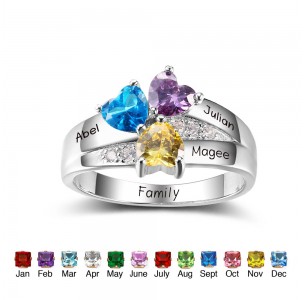 Mother's Ring, Birthstone Ring, Sterling Silver Personalized Engravable Ring JEWJORI102403